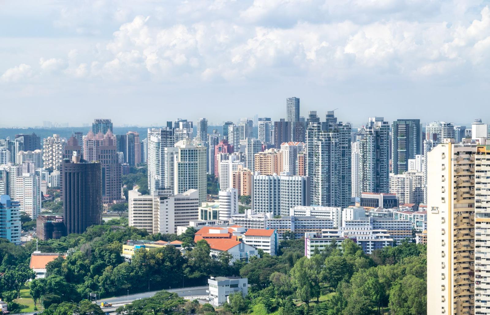 Tall Buildings near Green Trees of a City